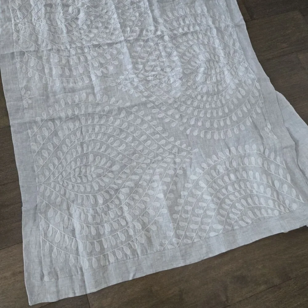 Restoration Hardware Embroidered Palmette Linen KING LOUNGER Sham Grey NEW